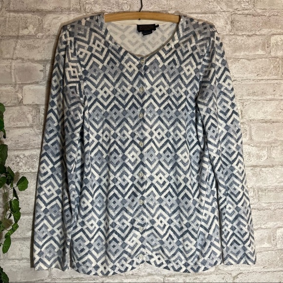 Pendleton Women’s Blue Chevron Button Up Cotton Cardigan Sweater Sz M - Picture 1 of 9